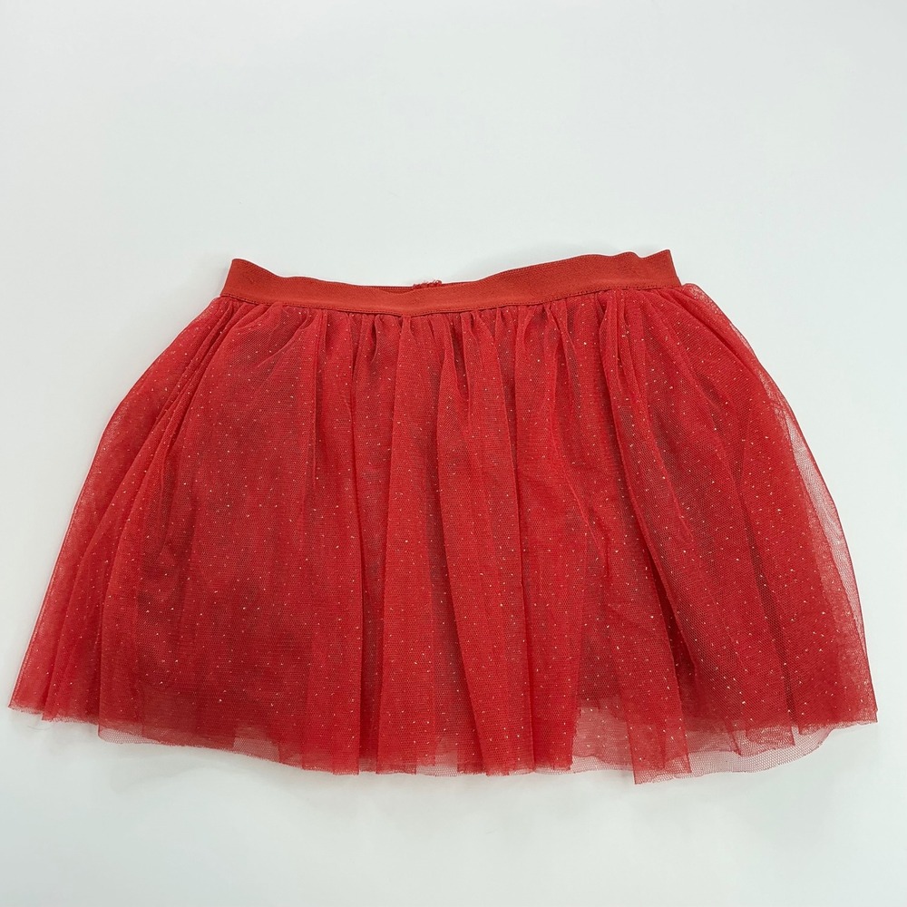 Tommy Bahama Red Tulle Skirt Kids Size 6X Glitter Tutu Elastic Waist